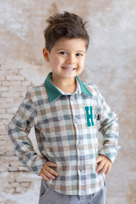 Wholesale Baby Boy Plaid Patterned Shirt 9-48M Mininio 2062-252M1AYI81 - Mininio