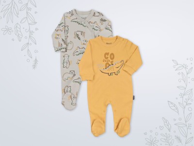 Wholesale Baby Boy Printed 2 Piece Jumpsuit 1-6M Miniworld 1003-18501 Miniworld 1003-18501 - Miniworld