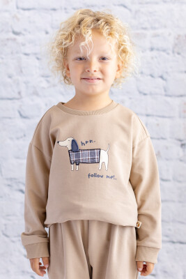 Wholesale Baby Boy Printed Embroidered Sweatshirt 6-48M Zeyland 1070-252M1KPB62 Beige