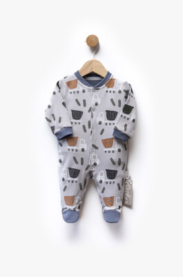 Wholesale Baby Boy Printed Jumpsuit 0-6M Flexi Baby 2063-252283 Blue