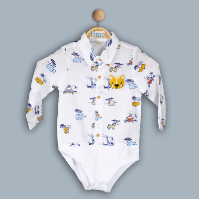 Wholesale Baby Boy Shirt Suitcase 6-24M Timo 1018-TE4DÜ042241601 Blue