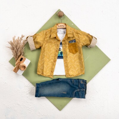 Wholesale Baby Boy Shirt Trousers Set Suit 6-24M Bubbly 2035-443 Yellow