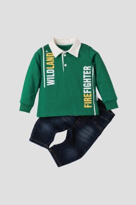 Wholesale Baby Boys 2-Piece Long Sleeve T-Shirt and Denim Pants 9-24M Kidexs 1026-35031 - Kidexs (1)