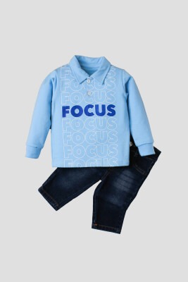 Wholesale Baby Boys 2-Piece Long Sleeve T-Shirt and Denim Pants 9-24M Kidexs 1026-35033 - Kidexs