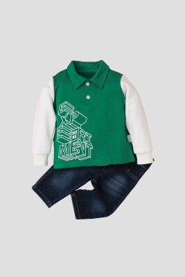 Wholesale Baby Boys 2-Piece Long Sleeve T-Shirt and Denim Pants 9-24M Kidexs 1026-35049 - Kidexs (1)