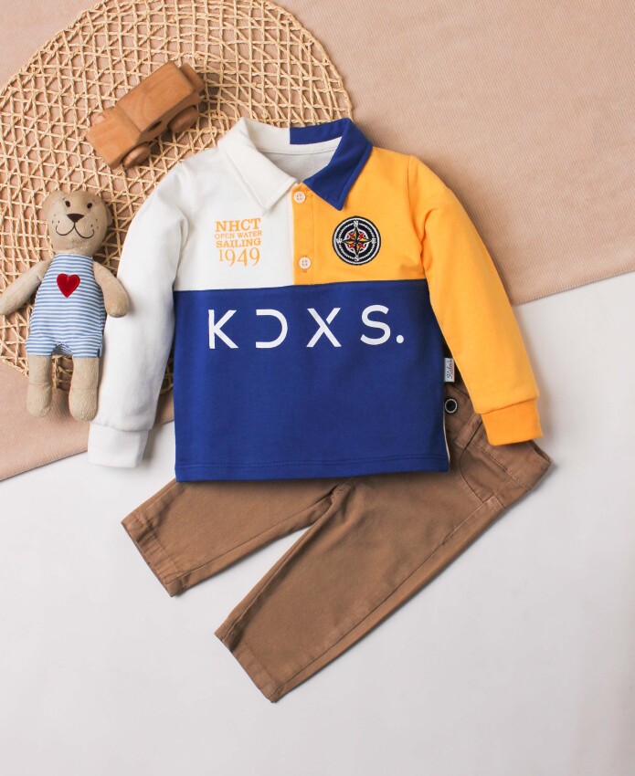 Wholesale Baby Boys 2-Piece Long Sleeve T-Shirt and Pants 9-24M Kidexs 1026-35072 - 1