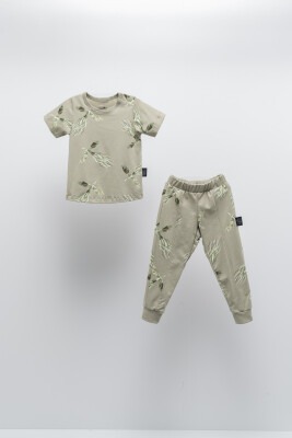 Wholesale Baby Boys 2-Piece Patterned T-shirt and Pants Set 6-24M Moi Noi 1058-MN51211 Khaki
