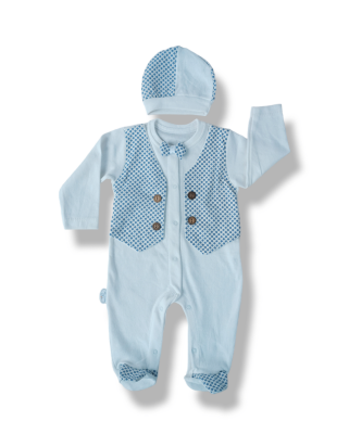 Wholesale Baby Boys 2-Piece Rompers and Hat Set 0-9M Tomuycuk 1074-25299 - Tomuycuk