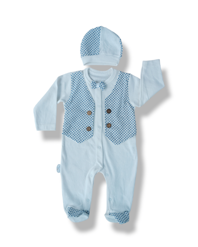 Wholesale Baby Boys 2-Piece Rompers and Hat Set 0-9M Tomuycuk 1074-25299 - 1