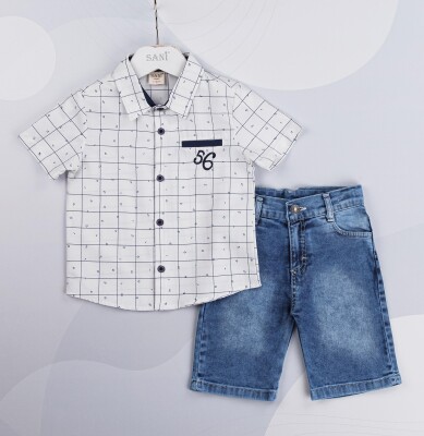 Wholesale Baby Boys 2-Piece Shirt and Denim Shorts set 2-5Y Sani 1068-9819 - 1