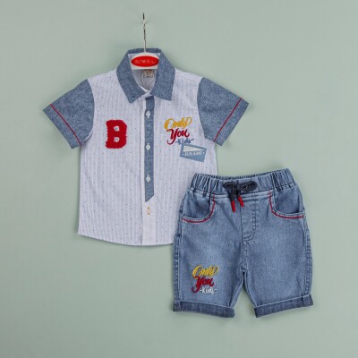 Wholesale Baby Boys 2-Piece Shirt and Denim Shorts Set 9-24M Bombili 1004-6451 - Bombili