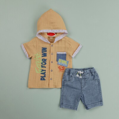 Wholesale Baby Boys 2-Piece Shirt and Denim Shorts Set 9-24M Bombili 1004-6454 - Bombili
