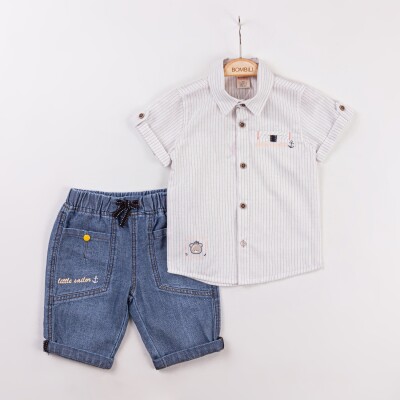 Wholesale Baby Boys 2-Piece Shirt and Denim Shorts Set 9-24M Bombili 1004-6752 - 2