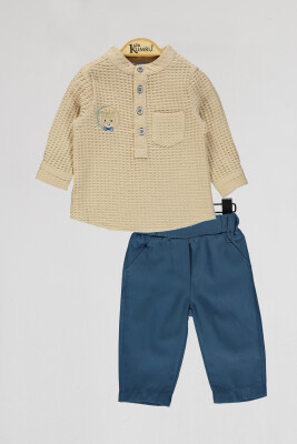 Wholesale Baby Boys 2-Piece Shirt and Pants Set 6-18M Kumru Bebe 1075-4054 Beige
