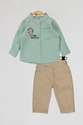 Wholesale Baby Boys 2-Piece Shirt and Pants Set 6-18M Kumru Bebe 1075-4077 - Kumru Bebe