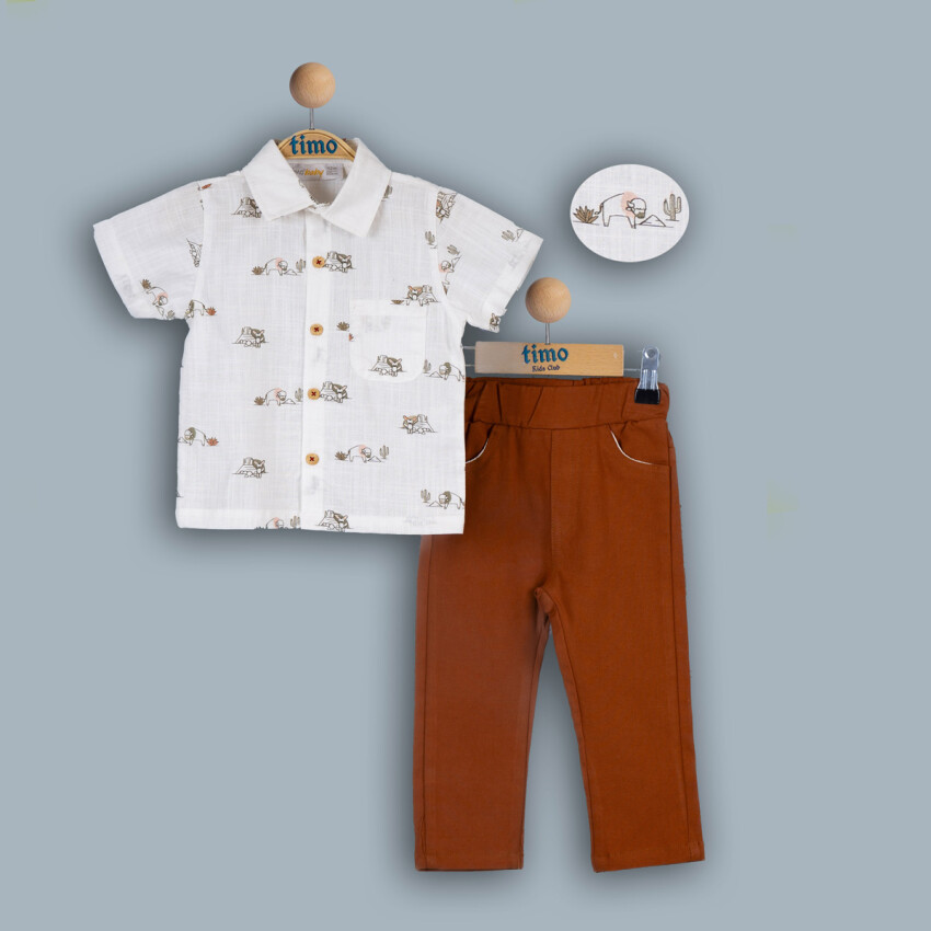 Wholesale Baby Boys 2-Piece Shirt and Pants Set 6-24M Timo 1018-TE4DT202243131 - 2