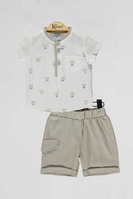 Wholesale Baby Boys 2-Piece Shirt and Shorts Set 6-18M Kumru Bebe 1075-4027 White