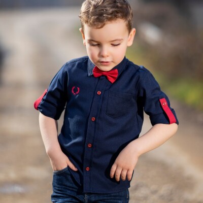 Wholesale Baby Boys 2-Piece Shirt with Bowtie 6-24M Timo 1018-101000011 - 1