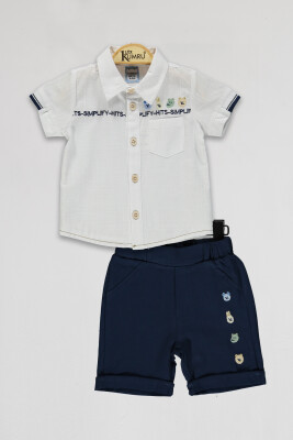 Wholesale Baby Boys 2-Piece Shirts and Short Set 6-18M Kumru Bebe 1075-4023 White