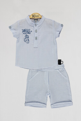 Wholesale Baby Boys 2-Piece Shirts and Short Set 6-18M Kumru Bebe 1075-4066 Blue