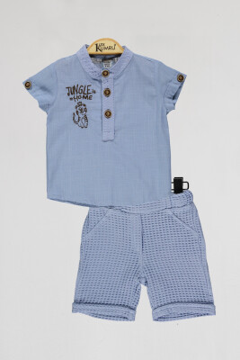 Wholesale Baby Boys 2-Piece Shirts and Short Set 6-18M Kumru Bebe 1075-4066 Indigo