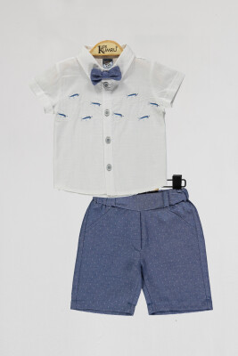 Wholesale Baby Boys 2-Piece Shirts and Shorts Set 6-18M Kumru Bebe 1075-4018 White