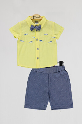 Wholesale Baby Boys 2-Piece Shirts and Shorts Set 6-18M Kumru Bebe 1075-4018 Yellow