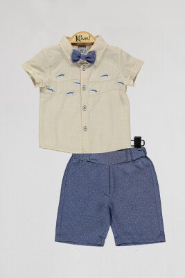 Wholesale Baby Boys 2-Piece Shirts and Shorts Set 6-18M Kumru Bebe 1075-4018 Beige