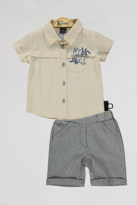 Wholesale Baby Boys 2-Piece Shirts and Shorts Set 6-18M Kumru Bebe 1075-4030 Beige