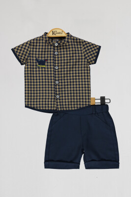 Wholesale Baby Boys 2-Piece Shirts and Shorts Set 6-18M Kumru Bebe 1075-4037 Beige