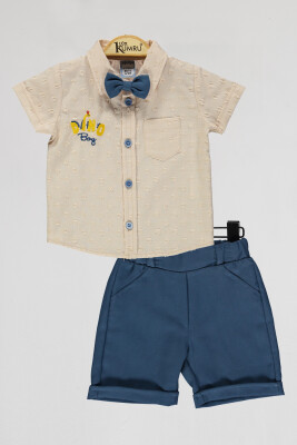 Wholesale Baby Boys 2-Piece Shirts and Shorts Set 6-18M Kumru Bebe 1075-4091 Beige