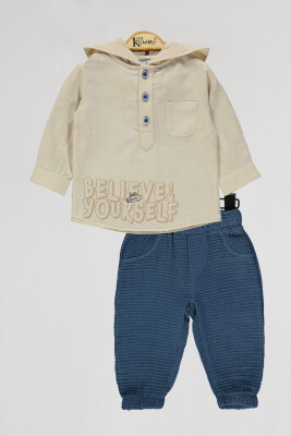 Wholesale Baby Boys 2-Piece Shirts and Shorts Set 6-18M Kumru Bebe 1075-4111 Beige