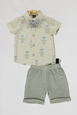 Wholesale Baby Boys 2-Piece Shirts and Shorts Set 6-18M Kumru Bebe 1075-4129 Beige