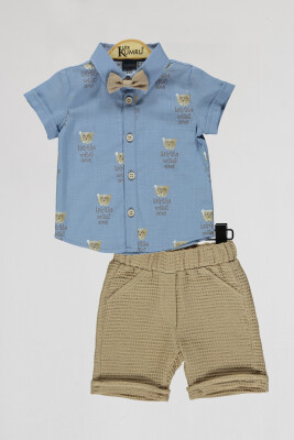 Wholesale Baby Boys 2-Piece Shirts and Shorts Set 6-18M Kumru Bebe 1075-4129 Indigo