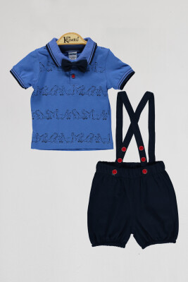 Wholesale Baby Boys 2-Piece T-shirt and Shorts Set 6-18M Kumru Bebe 1075-4094 Indigo