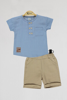 Wholesale Baby Boys 2-Piece T-Shirt and Shorts Set 6-18M Kumru Bebe 1075-4109 Indigo