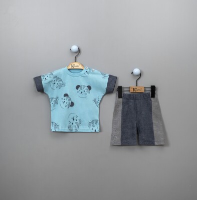 Wholesale Baby Boys 2-Piece T-shirt Set with Shorts 6-18M Kumru Bebe 1075-3833 Turquoise