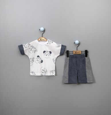 Wholesale Baby Boys 2-Piece T-shirt Set with Shorts 6-18M Kumru Bebe 1075-3833 White