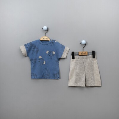Wholesale Baby Boys 2-Piece T-shirt Set with Shorts 6-18M Kumru Bebe 1075-3833 Indigo