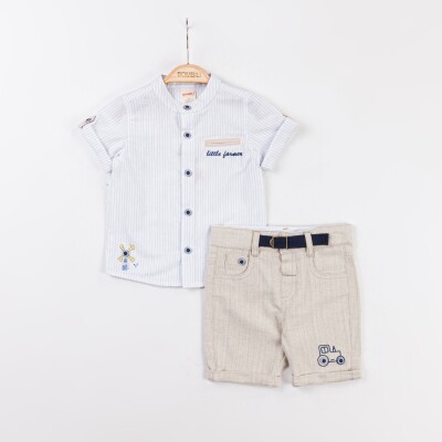 Wholesale Baby Boys 2-Pieces Shirt and Short Set 9-24M Bombili 1004-6757 Синий
