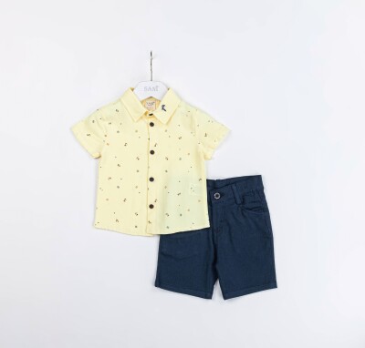 Wholesale Baby Boys 2-Pieces Shirt and Short Set 9-24M Sani 1068-9918 Sarı