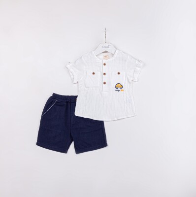 Wholesale Baby Boys 2-Pieces Shirt ve Short Set 9-24M Sani 1068-9939 Белый 