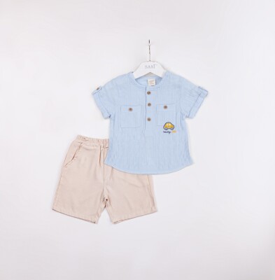 Wholesale Baby Boys 2-Pieces Shirt ve Short Set 9-24M Sani 1068-9939 - Sani (1)