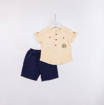 Wholesale Baby Boys 2-Pieces Shirt ve Short Set 9-24M Sani 1068-9939 - 3