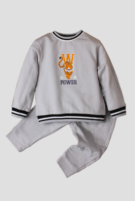 Wholesale Baby Boys 2-Pieces Sweatshirt and Pants 9-24M Kidexs 1026-35073 Light Grey