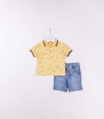 Wholesale Baby Boys 2-Pieces T-shirt and Denim Short Set 9-24M Sani 1068-9928 - Sani (1)
