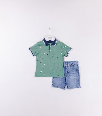 Wholesale Baby Boys 2-Pieces T-shirt and Denim Short Set 9-24M Sani 1068-9928 - Sani