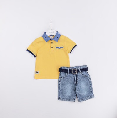 Wholesale Baby Boys 2-Pieces T-shirt and Denim Shorts Set 9-24M Sani 1068-9921 - Sani (1)