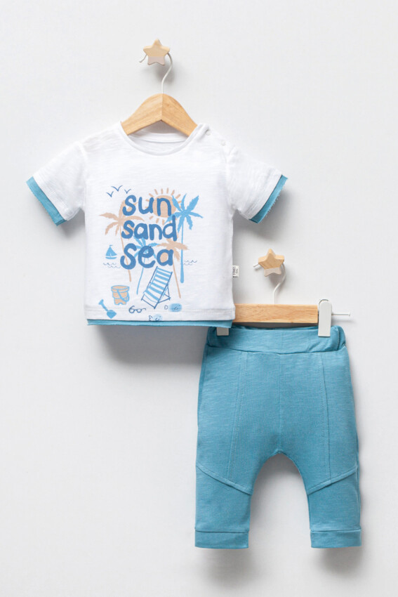 Wholesale Baby Boys 2-Pieces T-shirt and Pants Set 3-18M Tongs 1028-5254 - 1