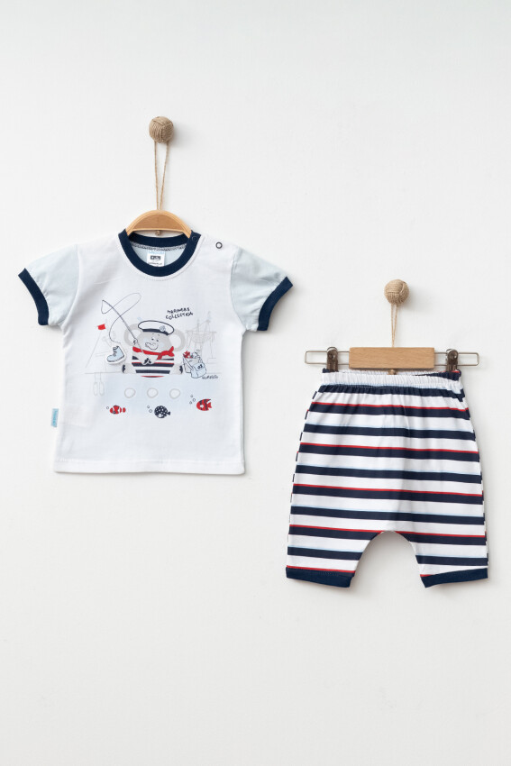 Wholesale Baby Boys 2-Pieces T-shirt and Short Set 3-9M Hoppidik 2017-2294 - 1